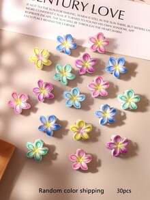 10/20/30pcs Colorful Tie-Dye Daisy Flower Small Hair Clips, Minimalist Cute Bangs Clips, Random Color,Festival,Party - Multicolor - View 7
