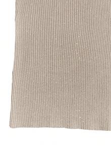 Top sin mangas elegante con ribetes brillantes, diseño de cuello redondo con delicado ribete de volantes, camiseta de ajuste ceñido y elástica, favorecedora y versátil para primavera/verano, casual, trabajo, citas - Albaricoque - Ver 10