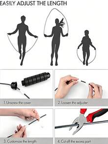 Tangle Free Steel Jump Rope With Anti Slip Grooved Grip Adjustable Weighted Jump Rope For Unisex Adults Durable Jump Rope Ideal For Daily Cardio Workout Weighted Jump Rope Home Exercise Equipment Weight Loss Gym Workout Equiment - Jump Rope - View 6