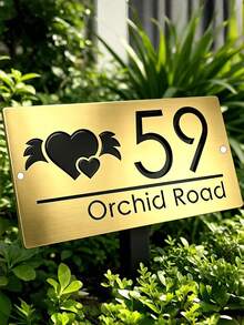Custom Hollow Acrylic Winged Heart House Number Plaque, 2D Flat Base With Recessed 3D Layered Design, Exclusive Personalized Address Sign. Weatherproof For Indoor & Outdoor Use, Delicate Decorative Housewarming Gift For Home Entryway Marking. - Multicolor - View 4