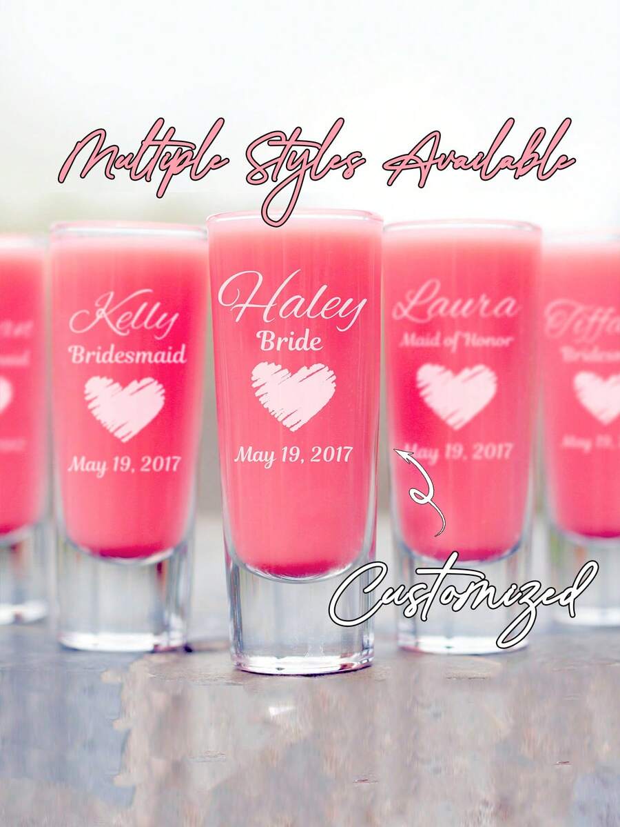Souvenir Gelas Sloki Ulang Tahun ke-50 yang Dipersonalisasi – Gelas Sloki – Souvenir Pesta – Gelas Ukir Kustom – Ulang Tahun Penting – Set 12 Buah - beraneka warna - View 1