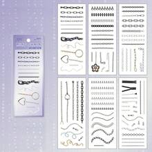 6pcs Chain Pattern PET Waterproof Stickers, Transparent Index Tabs For Scrapbooking, Suitable For DIY Crafts, Notebooks And Party Activities, Multiple Styles Of DIY Decorative Stickers, Durable School Supplies - 6 Sheets - View 4