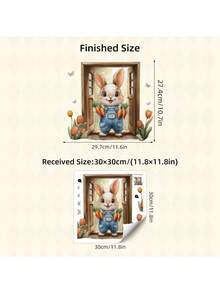 1pc Spring Rabbit & Tulip Wall Sticker, Warm Garden Decal For Bedroom & Entryway, Removable Self-Adhesive PVC Peaceful Decor - Spring Rabbit and Tulip - View 3