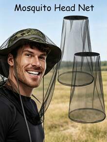 New Mosquito Head Net Set - Mosquito Net With Face Mask, Extra Large Extra Long, Fishing And Outdoor Angling Hat Net, High-Quality Breathable, Suitable For Camping, Hiking, Fishing, Gardening, Unisex, Easy To Clean - Multicolor - View 1