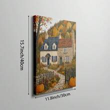 1pc Cozy Fall Wall Art Canvas Poster Prints Autumn Pumpkin Painting Cottage Artwork Picture Giclee Print Modern Farmhouse Kitchen Village Landscape Decoration Thanksgiving Aesthetic Gifts Unframed/Framed/Wooden Hanging - Autumn - View 13