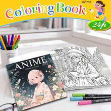 GDTME Anime Coloring Book, Suitable For All Ages Art & School Supplies, 24 Pages, Perfect For Graduation, Summer Break, Halloween, Thanksgiving, Christmas, Birthday And Back To School Gifts, Includes 5 Random Decorative Stickers - Coloring Book - View 8