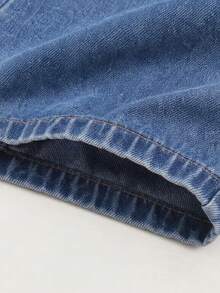 1pc Girls' Casual Versatile Washed Blue Denim Straight Leg Long Pants, Spring/Summer - Light Wash - View 5