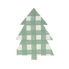 Christmas Paper Napkins Pack Of 16,Thick And Absorbent 3-Ply Paper, Shaped Christmas Napkins Disposable - Green Gingham Tree - View 6
