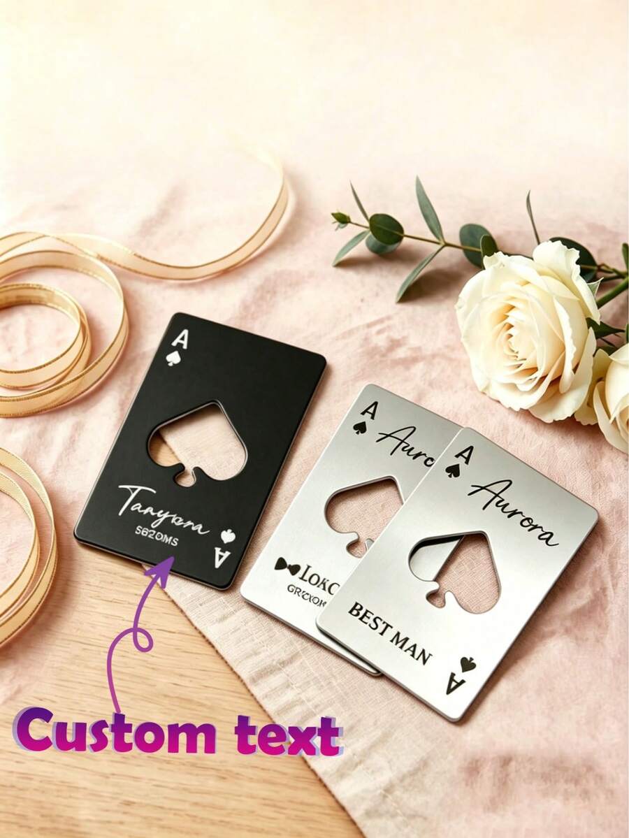 1/5/10/20/50/100pcs Customized Text Logo Multifunctional Wine Opener Wooden Bottle Opener Rosewood Opener Stainless Steel Bottle Opener, Personalized Wedding Gift And Party Souvenir Wedding Guest Small Gift Halloween Gift Personalized Groomsman Bridesmaid Gift Party Small Gift Perfect Gift For Father Mother, Kitchen Gadget - Multi-color Bottle Opener - View 1