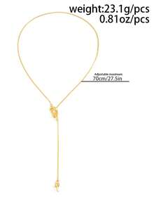 1pc Personalized Fashion Minimalist Snake Bone Chain DIY Adjustable Length Tassel Y-Shaped Necklace For Women Daily Wear, Vacation And Party - Gold - View 5