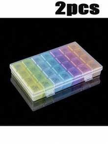 1pc Colorful 7-Day Large Capacity Pill Organizer Box, Portable Weekly Morning/Noon/Evening 28-Compartment Pill Box, Travel Pill Case - Multicolor - View 6