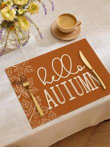 Autumn Harvest Festival Pumpkin Maple Leaf Elf Heat-Insulated Placemats, Hello Autumn Thanksgiving Linen Placemats, Stain-Resistant Placemats, Suitable For Home Dining Room And Restaurant, Table Decor, Home Supplies 4pcs/6pcs/18pcs - Multicolor - View 1