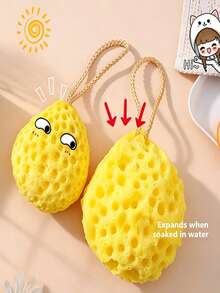 1/2Pcs Cheese Shape 3D Honeycomb Bath Sponge, Cute Appearance Rich Foam Highly Absorbent, High Resilience No Deformation Soft Exfoliating Body Scrubber With Hanging Rope, Random Color - Multicolor - View 8