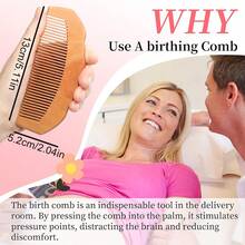 1pc Birth Comb For Labor Pain, Natural Wooden Labor Combs For Women Pregnancy, Pregnancy Hospital Bag Essentials&Delivery Essentials, Baby Comb & Shower Comb For New Mom Gifts - A - View 2
