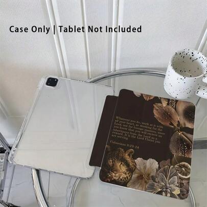 Brown Toned Leopard Print Pattern, With Adjustable Stand And Pen Slot, Foldable Anti Slip TPU Protective Case, Suitable For Samsung,  Mini,  Air,  Pro/ 10th Generation, 11th Generation And Other Series Of  Protective Cases