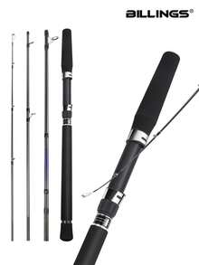 BILLINGS Fishing Rod,Spinning Reel Fishing Rod,4-Piece Portable Carbon Fiber Travel Rod,Ceramic Guide,For Freshwater Saltwater,Ultra-Lightweight Spinning Rod,1.98/2.1/2.4M - Black - View 2