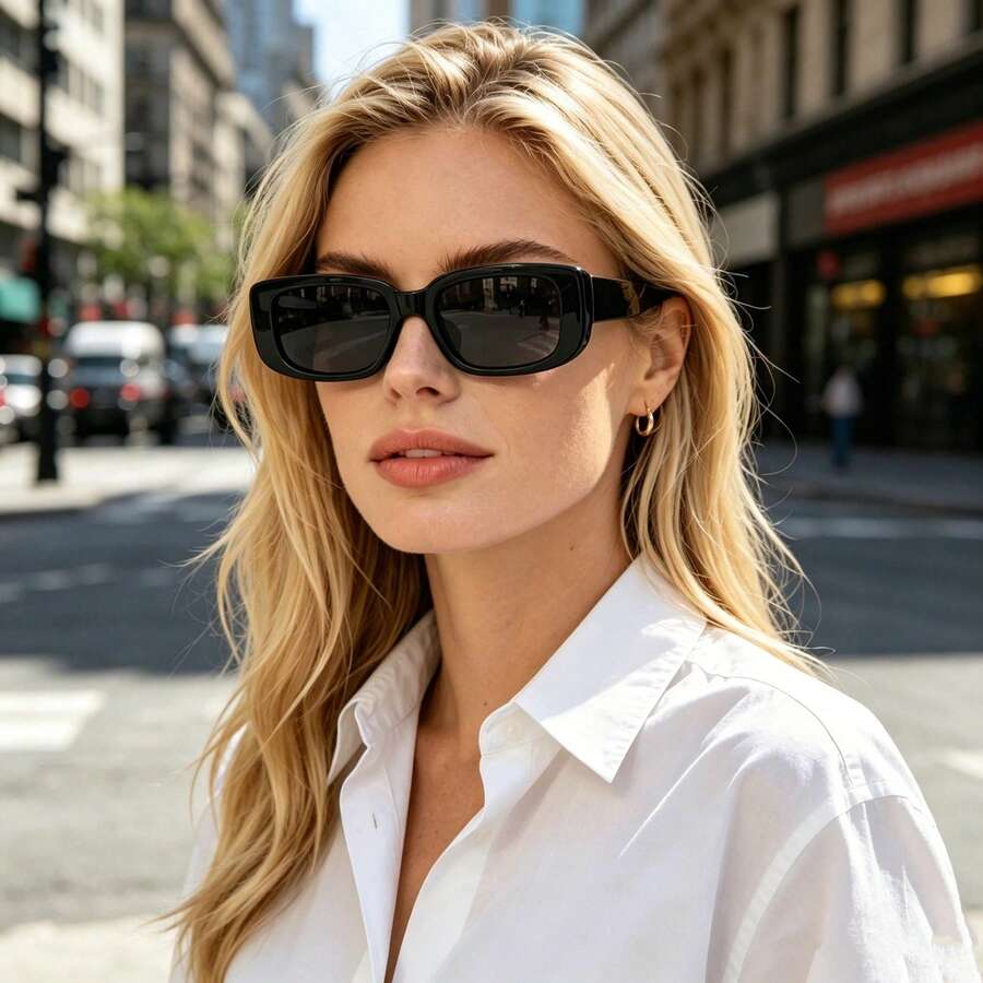 16pcs Black Rectangular Fashion Glasses, Thick Frame Retro Party Eyeglasses, UV Protection Adult Eyewear, Birthday Club Beach Pool Holiday Costume Accessories, Holiday Role Play Party Gift Supplies, Unisex - View 1