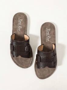 Ximi Ruo Korean Style Casual Flat Slide Sandals For Women, Summer Open Toe Woven Roman Sandals, Spring/Summer New Fashion French Style Women's Shoes To Match Skirts For Outdoor, Beach, Apartment, Brown Flat Sandals - Coffee Brown - View 8