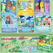1 Set Kids 3D Bubble Sticker Book, Reusable Adhesive, Dinosaur Farm Transportation Ocean Numbers Letters Animals Cognitive Early Education Quiet Sticker Toy, Educational Scene Sticker Toy For Toddlers - Multicolor - View 4