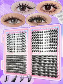 496pcs/100pcs/36pcs Popular Nine-Tailed Rabbit Fox Lily 30D+40D Fluffy False Eyelashes | Fluffy Natural Style Daily Makeup False Eyelash Set - C/D 混合 - 查看 1