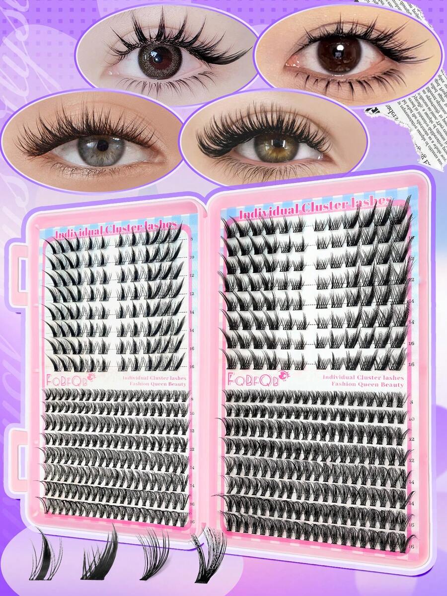 496pcs/100pcs/36pcs Popular Nine-Tailed Rabbit Fox Lily 30D+40D Fluffy False Eyelashes | Fluffy Natural Style Daily Makeup False Eyelash Set - C/D 混合 - 查看 1