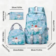 Miniso Blue Tie Dye White Star Cherry Heart Cinnamoroll 3Pcs Backpack Set For Campus Short Trip Outdoor Walking Vacation Shopping Daily School Use - Blue - View 5