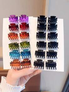 12Pcs Mini Multi-Color Hair Claws, Simple Small Jaw Clips For Women Half Up Hair - Multicolor - View 1
