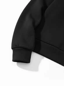 Sweatshirt Pullover Lengan Panjang Berkerudung Minimalis dengan Desain Bahu Jatuh, Motif Tema Balap dengan Logo 97, Atasan Lengan Panjang Kasual Serbaguna Warna Hitam untuk Musim Gugur - Hitam - View 6