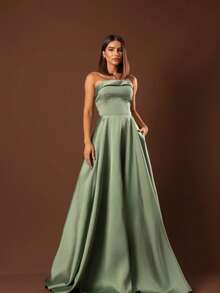Elegant Strapless Graduation Party Dress Code 110 - Mint Green - View 3