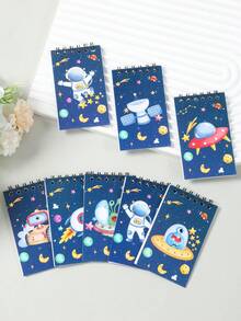 16入 6*10cm 藍色太空人迷你線圈便攜筆記本，派對小禮物好禮袋填充物，適用嬰兒派對、返校、開學第一天 - 藍色 - 查看 2