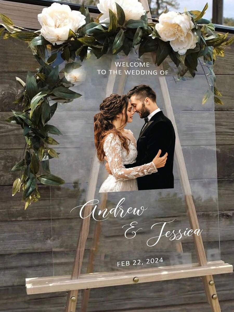 Wedding Welcome Sign Modern Wedding Sign Acrylic Wedding Welcome Sign Welcome To Our Wedding Wedding Decor Wedding Gift - Multicolor - View 1