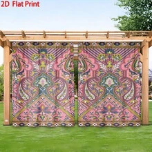 1PC/2pcs Outdoor Window Shade Including Hooks; Featuring A Vibrant Pink Bohemian Paisley Print; Machine Washable; Ideal For Gazebos, Patios And Gardens - Printing - View 13