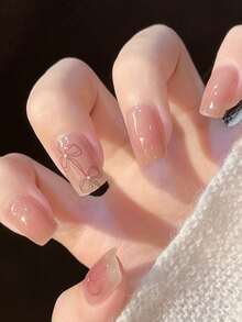 Cross-Border New Semi-Cured Gel Summer Toe Nail Stickers, Glitter Shiny Design, In Stock Wholesale, Waterproof And Long-Lasting - 藕粉色 - 查看 4