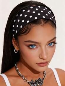 6pcs/1pc Women's Sweet Cool Sporty Yoga Beach Black White Red Brown Khaki Polka Dot Pattern Headband Fashion Versatile High-End Elegant Elegant Minimalist Style Small Long Scarf Hair Hoop Hair Accessory Suitable For Daily Outings Casual Parties Commuting Vacation Hair Tying Hair Binding Hair Styling Makeup Matching Clothes Use Accessory Headwear - Multicolor - View 2