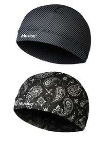 Musion 1/2/3pcs Paisley & Camo Print Knit Helmet Liner Beanie, Breathable Moisture-Wicking Skull Cap, Windproof Sweat-Absorbent Dome Hat For Motorcycle Riding, Cycling And Racing Sports - Multicolor - View 18