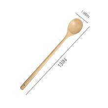 4pcs 13inch/33cm Long Handle Wooden Cooking Spoons, Mixing Spoons - Apricot - View 5
