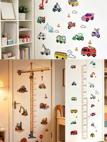 Baby Height Chart Wall Sticker With Construction Truck Growth Chart - Removable Children's Room Decor, Height Measurement Sticker Suitable For Nursery And Toddler Boys, Self-Adhesive Educational Car Theme Sticker - Multicolor - View 9