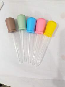 (隨機顏色) 2/4/6/10個 5ml 液體滴管，透明矽膠滴管附球頭，適用於糖果模具、餵食液體滴管、DIY手工與學校實驗室實驗用品，返校季 - 多色 - 查看 9