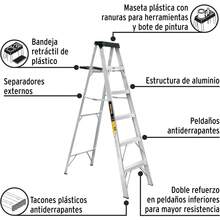 Pretul EST-35P, Escalera de Tijera Tipo III 5 escalones y Bandeja - gris - Ver 2