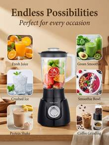 SOKANY 185 多功能榨汁機兼食物處理機，500W 高功率輸出，1500ml 大容量，適合 3-5 人使用，內建咖啡/香料研磨器，配備不鏽鋼刀片 - 查看 11