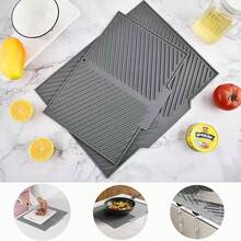 1pc Silicone Dish Drying Mat With Built-In Drainage Grooves, Non-Slip Quick Drying Pad For Pots, Pans And Tableware, Countertop Protector, Kitchen Essential - Multicolor - View 1