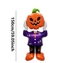 1pc 150cm Extra Large Standing Detachable Pumpkin Head Base Aluminum Foil Balloon, Halloween Party Atmosphere Decoration Toy Shaped Balloon - View 6