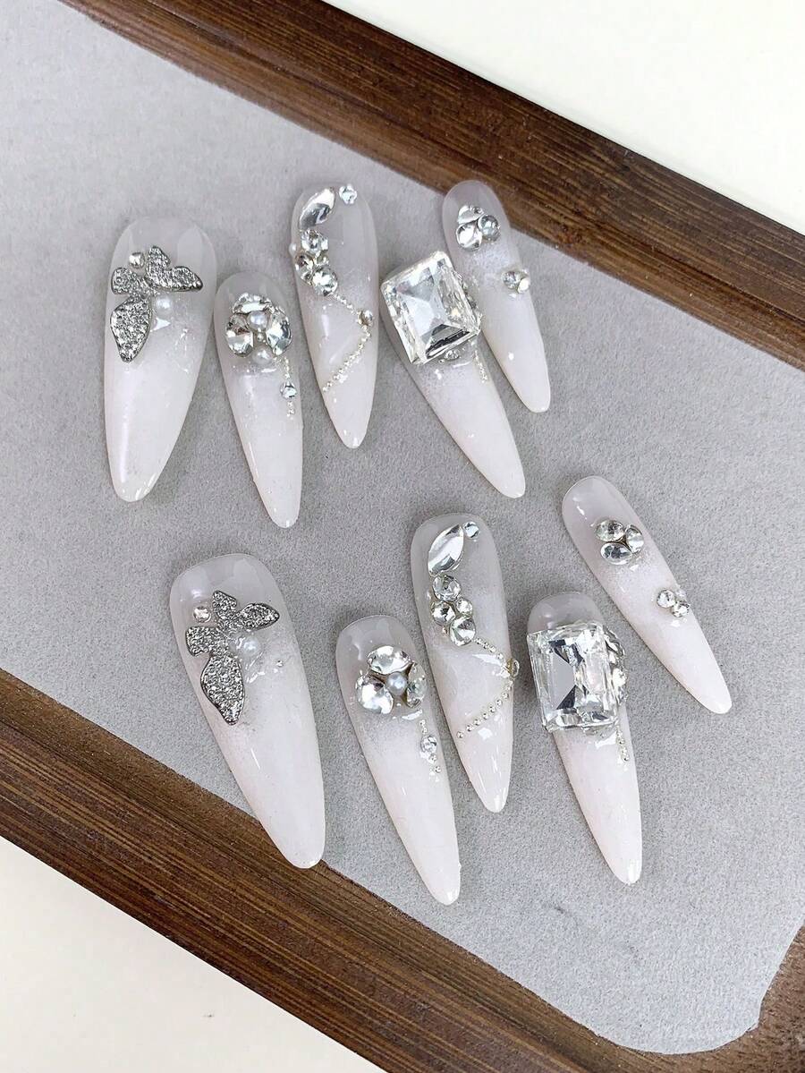 Korean Style Extra Long Artificial Nails, Handmade, Suitable For Daily Wear, Parties And Gatherings - Multicolor - View 1