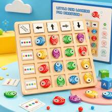 Đồ chơi gỗ Montessori cho trẻ em, rèn luyện tư duy logic, nhận thức phương hướng, nhận biết màu sắc, trò chơi chiến thuật giáo dục trên bàn cờ. - Nhiều màu - Xem 3