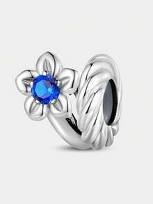 1pc Flower Month Theme Beaded Pendant, Suitable For DIY Jewelry Making Such As Bracelets, Necklaces, Etc., Perfect Gift For Women And Girls - Silver - View 13