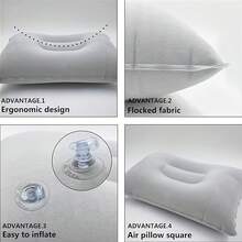 2pcs Inflatable Travel Pillows, Portable Ultra-Light Air Camping Pillow, With Neck And Lumbar Support, Washable Air Pillow, Suitable For Airplane, Car, Office Nap, Hiking, Backpacking, Multifunctional Travel Pillow, Suitable For Various Occasions - Multicolor - View 2