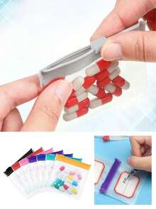 2/5/10/30pcs Reusable Zipper Pill Bags Set, Multi-Color Self-Sealing Medicine Storage Bags, Semi-Transparent Travel Pill Pouches With Sliding Lock, Can Store Pills And Small Items, Suitable For First Aid Kit, Travel Accessories, Travel Storage, Travel Essentials, Travel Supplies, College Vacation, Cruise Trip, Summer Vacation, Outdoor Camping, Hiking, Hunting And More - Multicolor - View 2