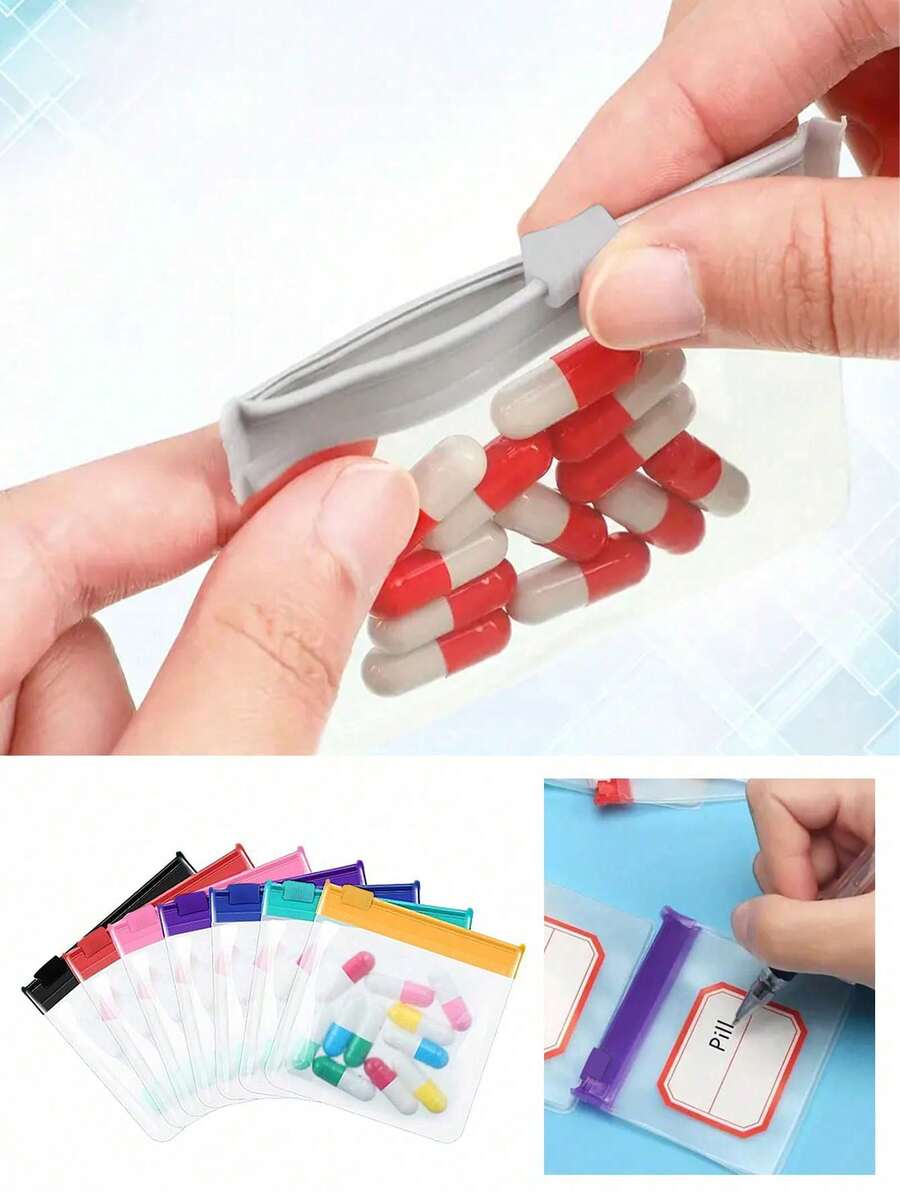 2/5/10/30pcs Reusable Zipper Pill Bags Set, Multi-Color Self-Sealing Medicine Storage Bags, Semi-Transparent Travel Pill Pouches With Sliding Lock, Can Store Pills And Small Items, Suitable For First Aid Kit, Travel Accessories, Travel Storage, Travel Essentials, Travel Supplies, College Vacation, Cruise Trip, Summer Vacation, Outdoor Camping, Hiking, Hunting And More
