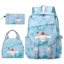 Miniso Blue Tie Dye White Star Cherry Heart Cinnamoroll 3Pcs Backpack Set For Campus Short Trip Outdoor Walking Vacation Shopping Daily School Use - Blue - View 4