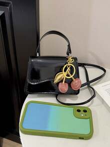時尚純色極簡迷你手提包，女款腋下斜挎包，適合購物、年輕女性、大學生、職場新人 - 黑色 - 查看 6